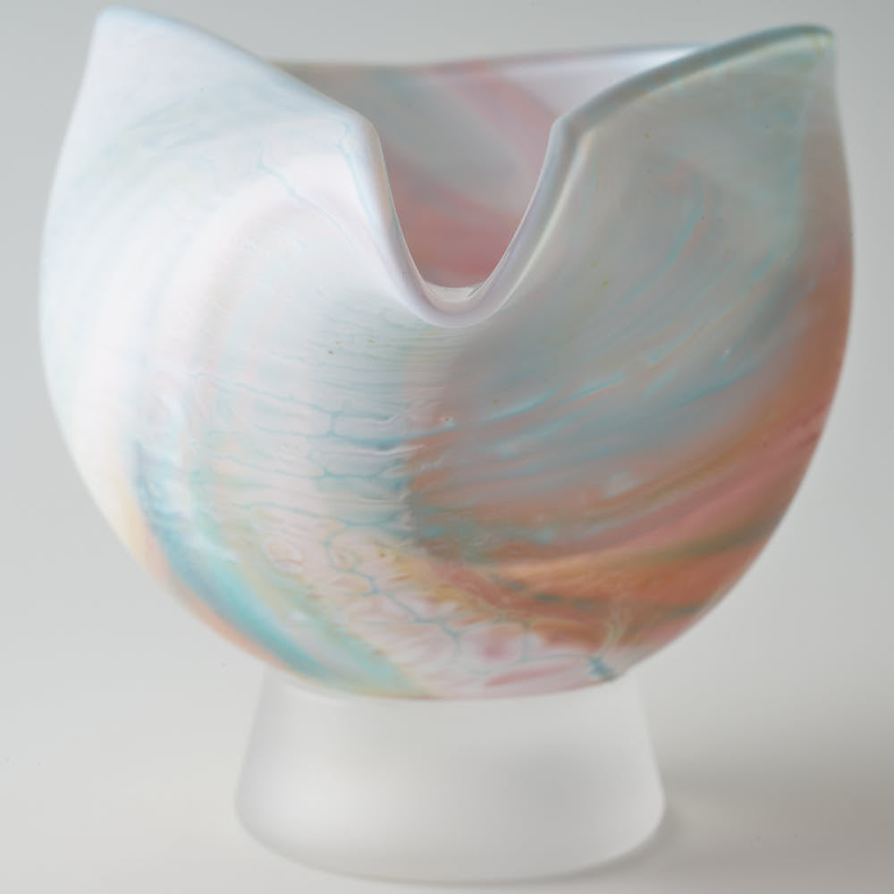 ガラス作家 飯田桜子 Underneath 片口 ピンク×ブルー ガラス作家 飯田桜子 ガラスもの