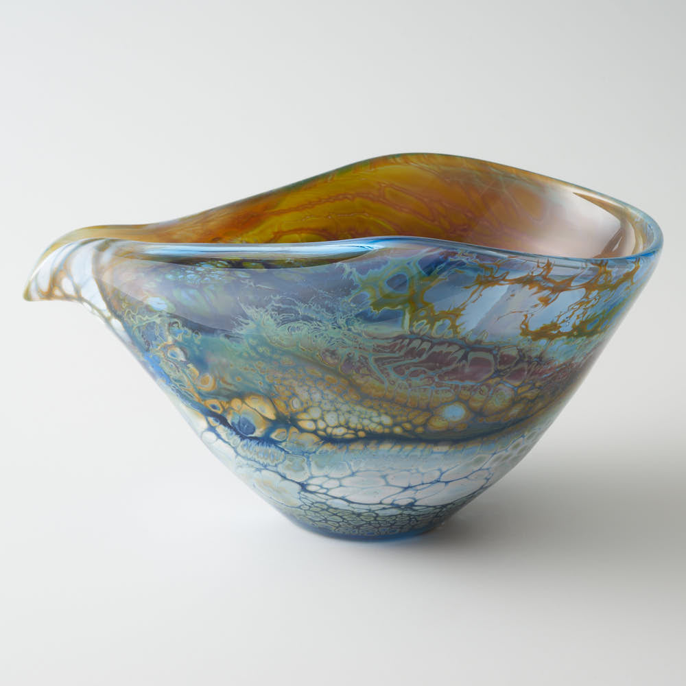 ガラス作家 飯田桜子 Fluid 片口 ブルー×グリーン ¥26,400 大人の焼き物