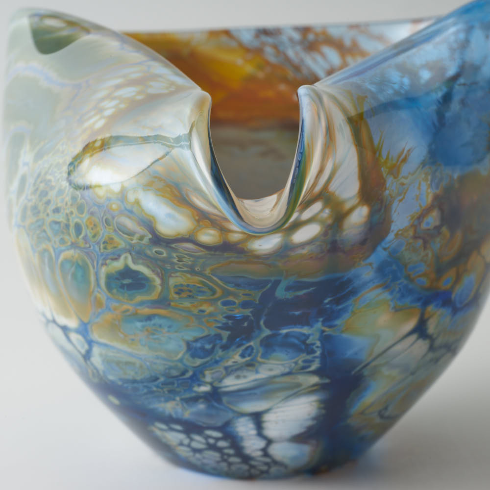 ガラス作家 飯田桜子 Underneath 片口 ブルー×グリーン ガラス作家 飯田桜子 ガラスもの