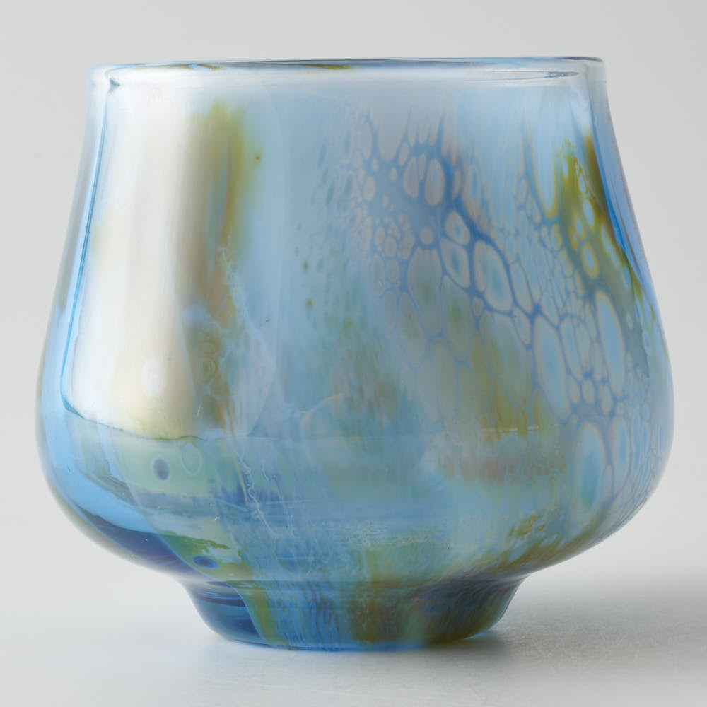 ガラス作家 飯田桜子 Underneath ぐい吞み ブルー×グリーン ガラス作家 飯田桜子 ガラスもの