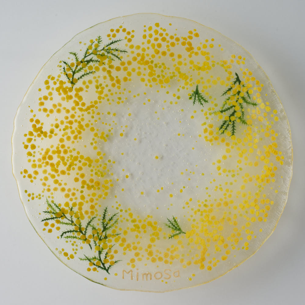 APLICO GLASS ミモザリースプレート APLICO GLASS ガラスもの