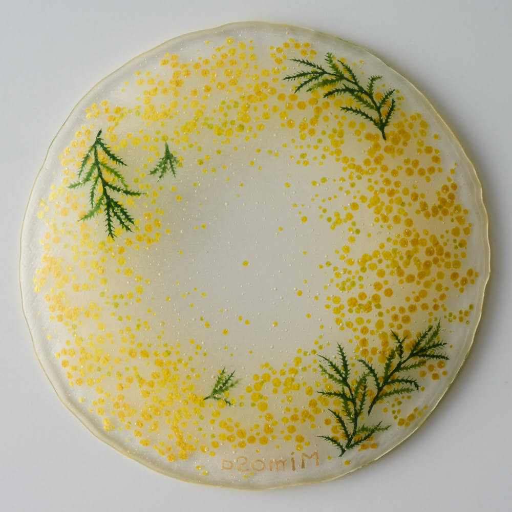 APLICO GLASS ミモザリースプレート APLICO GLASS ガラスもの