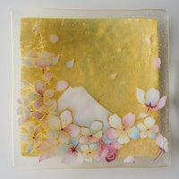 APLICO GLASS 富士桜金硝子角皿 APLICO GLASS ガラスもの