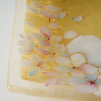 APLICO GLASS 富士桜金硝子角皿 APLICO GLASS ガラスもの