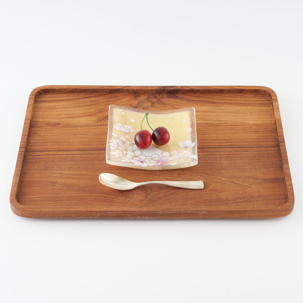 APLICO GLASS 富士桜金硝子角皿 APLICO GLASS ガラスもの