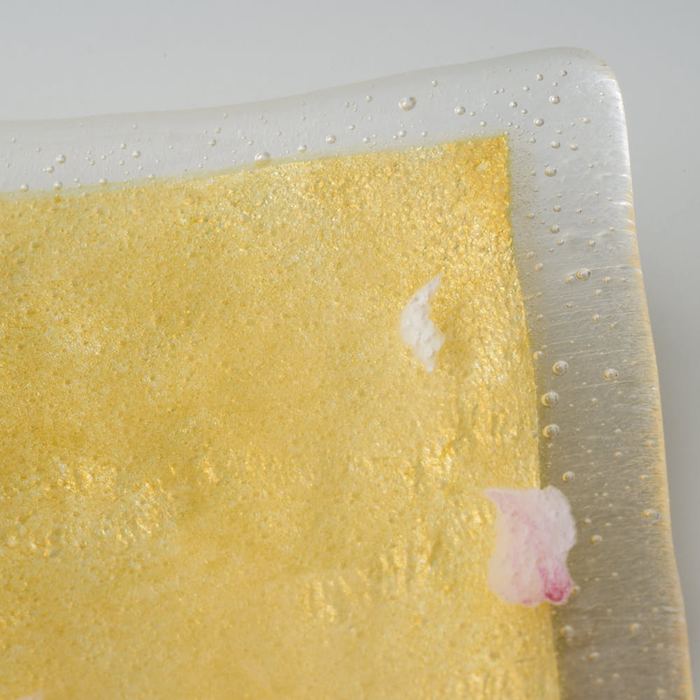 APLICO GLASS 富士桜金硝子角皿 APLICO GLASS ガラスもの