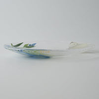 APLICO GLASS 花菖蒲紋白蝶硝子丸皿 APLICO GLASS ガラスもの