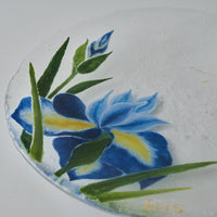 APLICO GLASS 花菖蒲紋白蝶硝子丸皿 APLICO GLASS ガラスもの