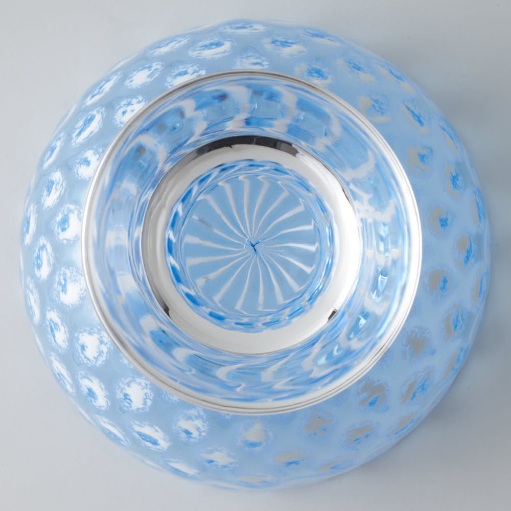 ガラス作家 三留  舞 Marinesnow 高台カップ ブルー ガラス作家 三留舞 ガラスもの