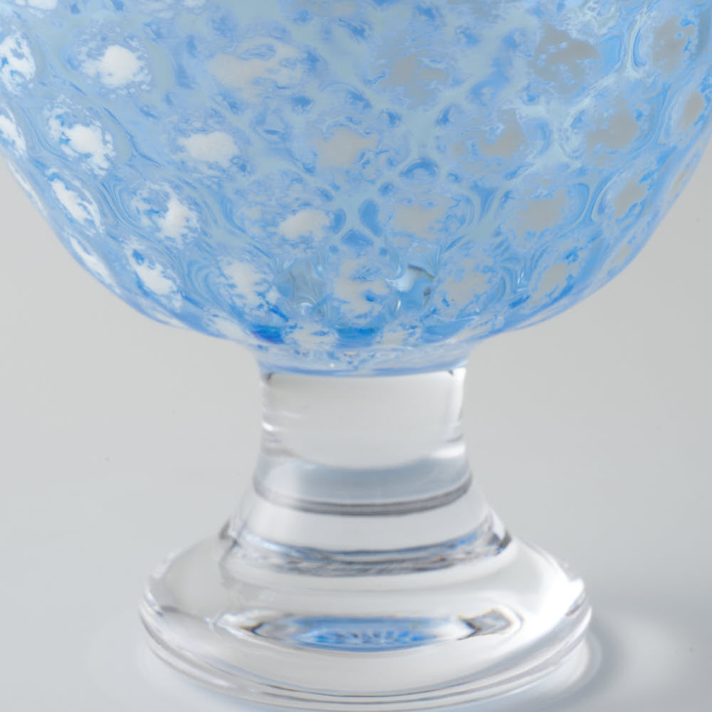 ガラス作家 三留  舞 Marinesnow 高台カップ ブルー ガラス作家 三留舞 ガラスもの