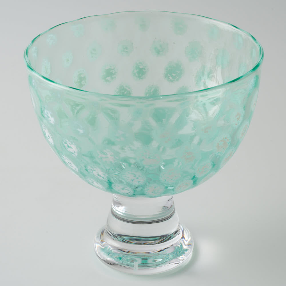 ガラス作家 三留  舞 Marinesnow 高台カップ グリーン ガラス作家 三留 舞 ガラスもの