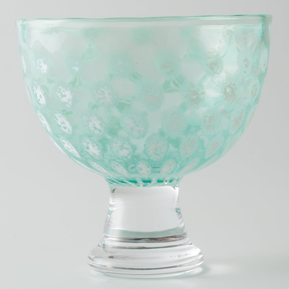 ガラス作家 三留  舞 Marinesnow 高台カップ グリーン ガラス作家 三留 舞 ガラスもの