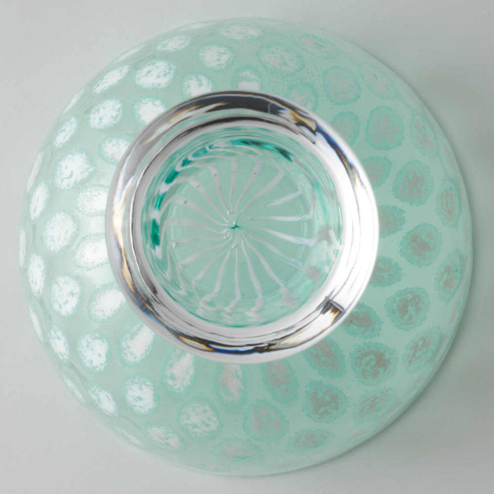 ガラス作家 三留  舞 Marinesnow 高台カップ グリーン ガラス作家 三留 舞 ガラスもの