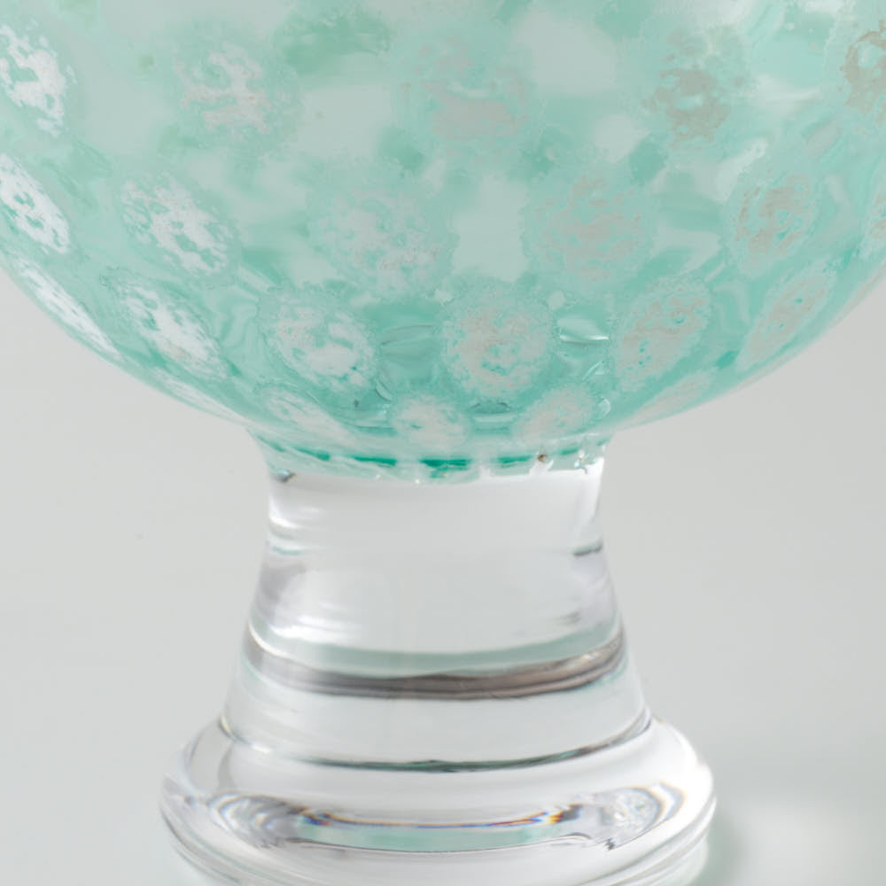 ガラス作家 三留  舞 Marinesnow 高台カップ グリーン ガラス作家 三留 舞 ガラスもの