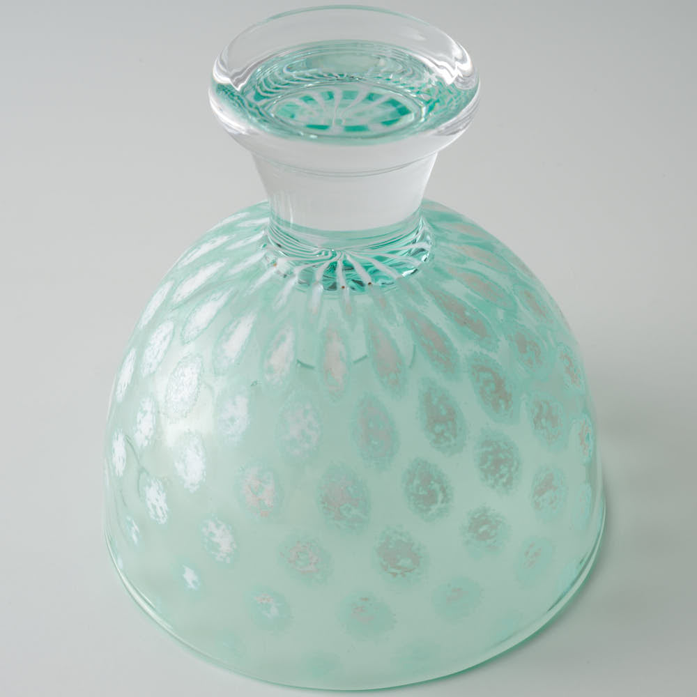 ガラス作家 三留  舞 Marinesnow 高台カップ グリーン ガラス作家 三留 舞 ガラスもの