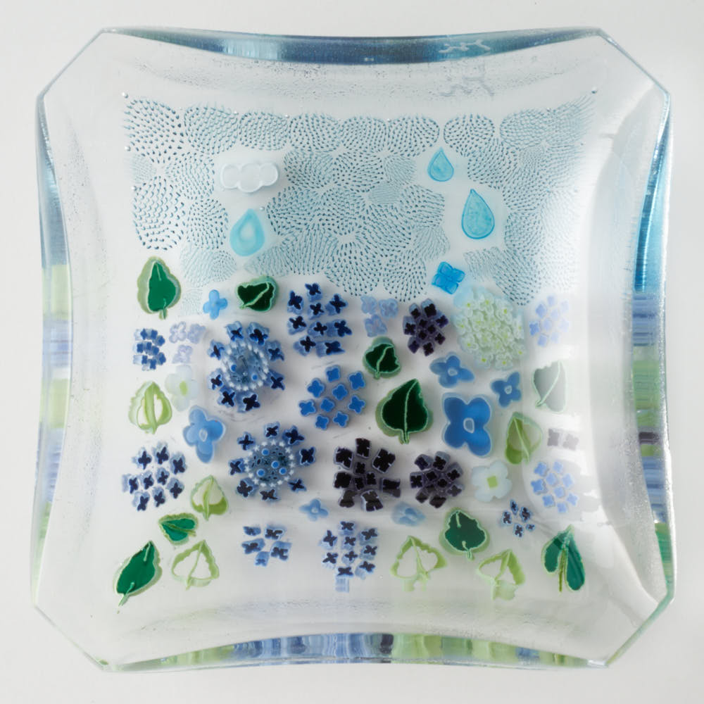 三留舞さん　ガラスまめ皿　2点 ガラス作家 三留 舞 あじさい まめ皿– 大人の焼き物