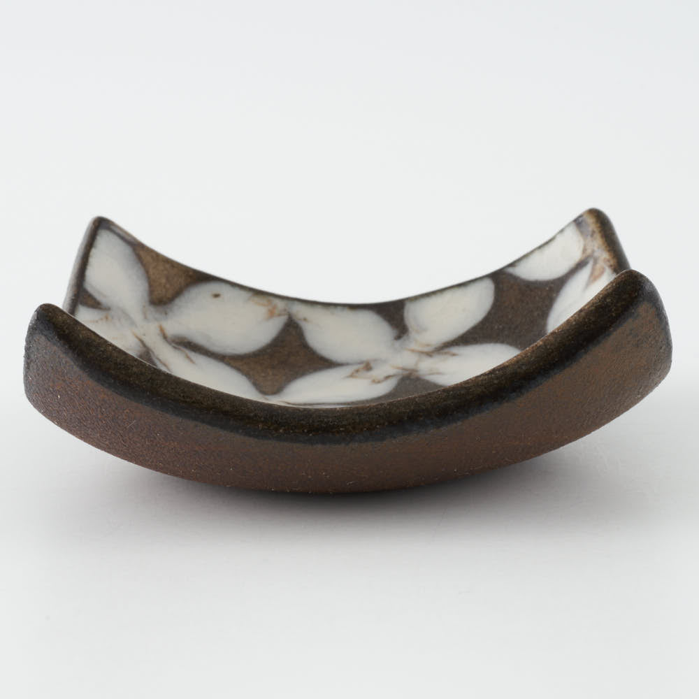 作家 園田空也 スリップウェア 角豆鉢 白花 生楽陶苑 陶磁器作家もの