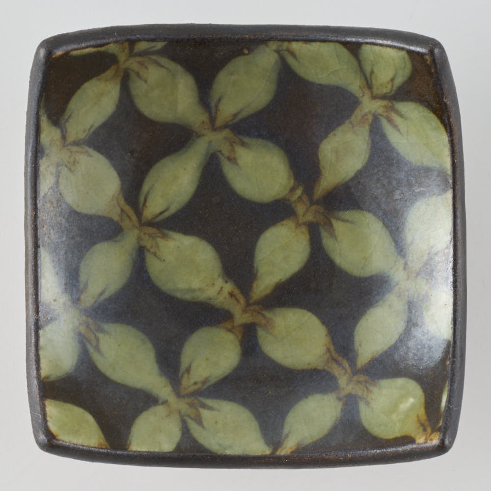 作家 園田空也 スリップウェア 角豆鉢 緑花 生楽陶苑 陶磁器作家もの