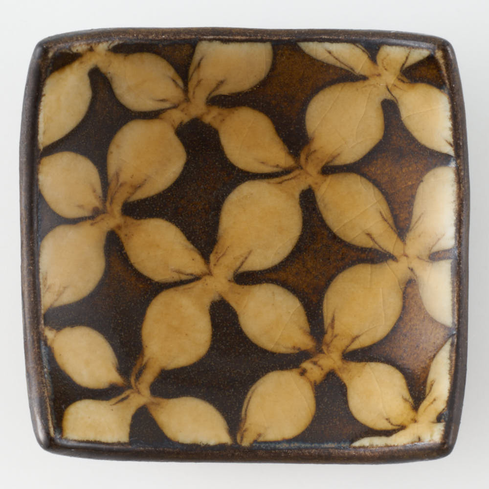 作家 園田空也 スリップウェア 角豆鉢 黄花 生楽陶苑 陶磁器作家もの