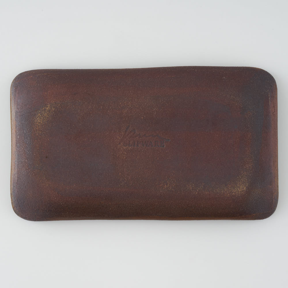 作家 園田空也 スリップウェア 角皿 白花 生楽陶苑 陶磁器作家もの