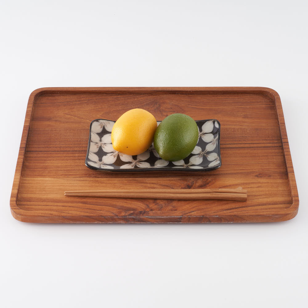 作家 園田空也 スリップウェア 角皿 白花 生楽陶苑 陶磁器作家もの