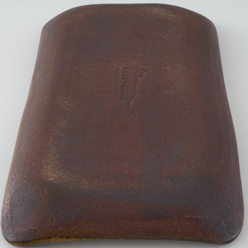 作家 園田空也 スリップウェア 角皿 白花 生楽陶苑 陶磁器作家もの