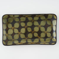 作家 園田空也 スリップウェア 角皿 緑花 生楽陶苑 陶磁器作家もの