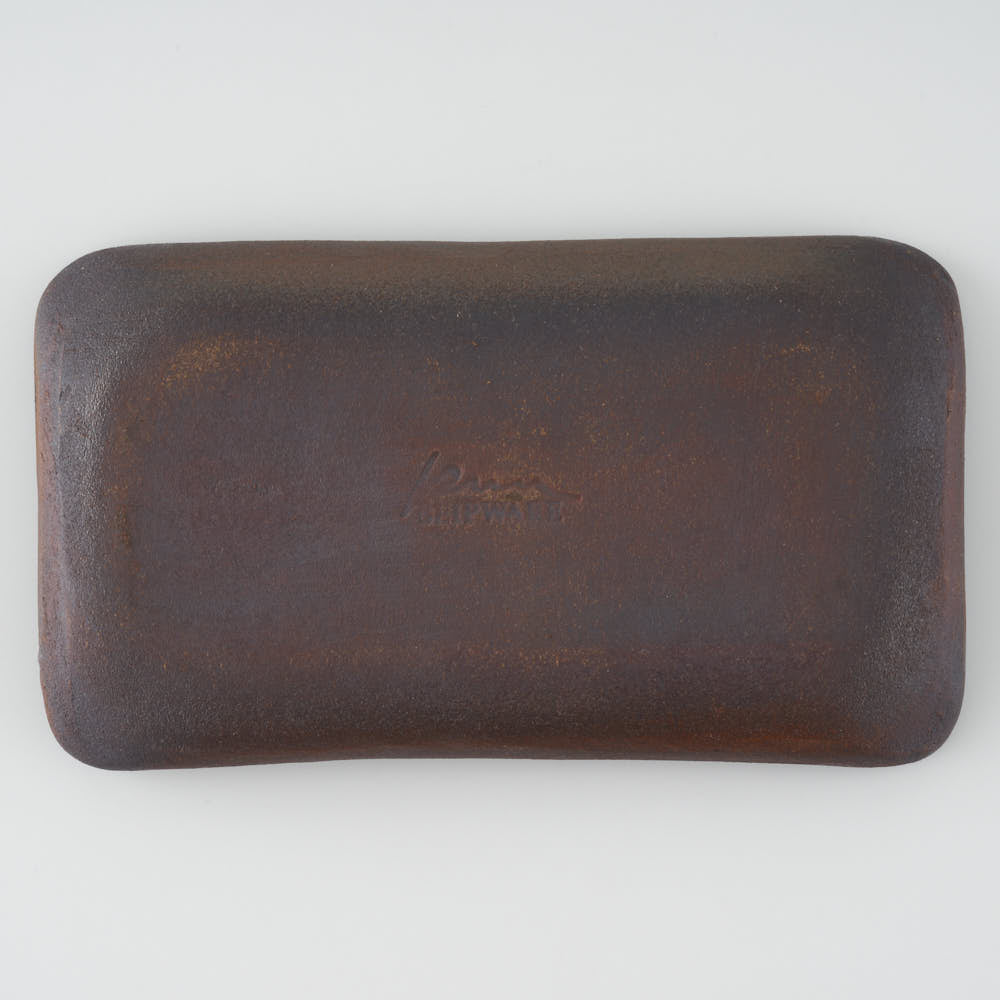 作家 園田空也 スリップウェア 角皿 緑花 生楽陶苑 陶磁器作家もの