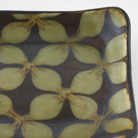 作家 園田空也 スリップウェア 角皿 緑花 生楽陶苑 陶磁器作家もの