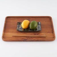 作家 園田空也 スリップウェア 角皿 緑花 生楽陶苑 陶磁器作家もの