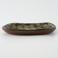 作家 園田空也 スリップウェア パン皿 緑花 生楽陶苑 陶磁器作家もの