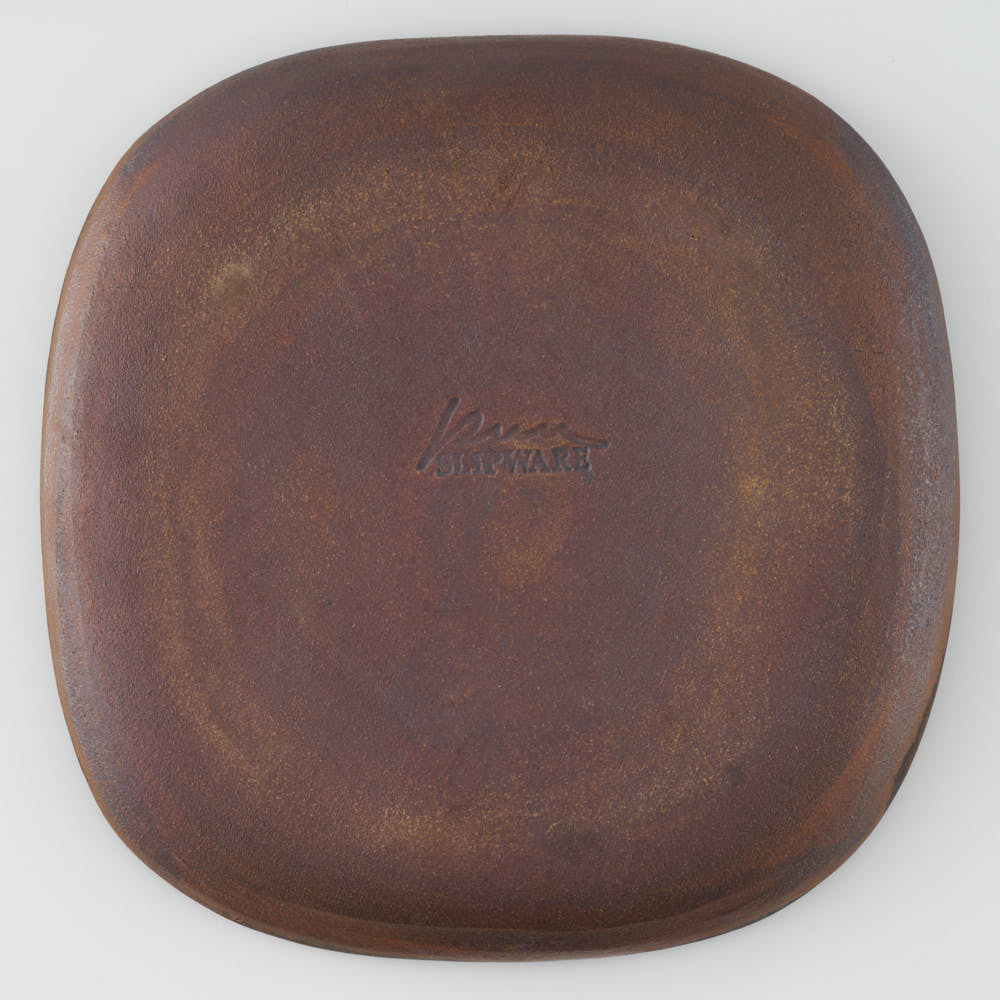 作家 園田空也 スリップウェア パン皿 緑花 生楽陶苑 陶磁器作家もの