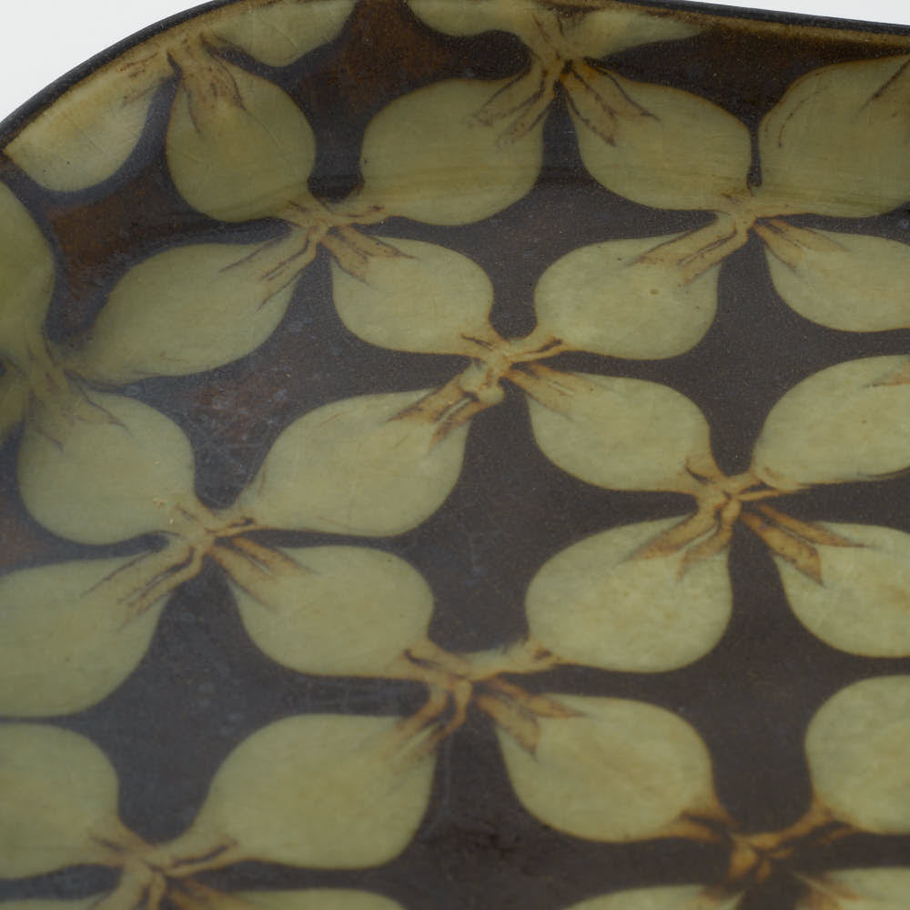 作家 園田空也 スリップウェア パン皿 緑花 生楽陶苑 陶磁器作家もの