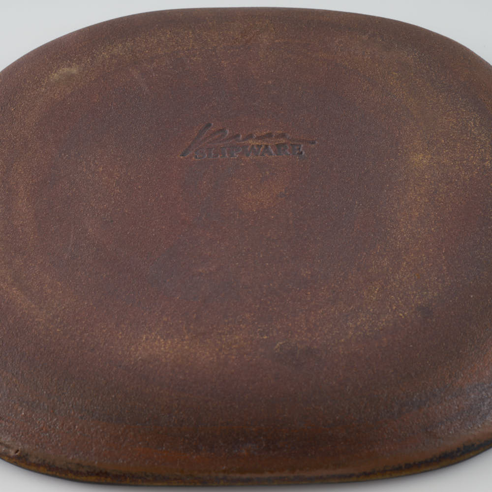 作家 園田空也 スリップウェア パン皿 緑花 生楽陶苑 陶磁器作家もの