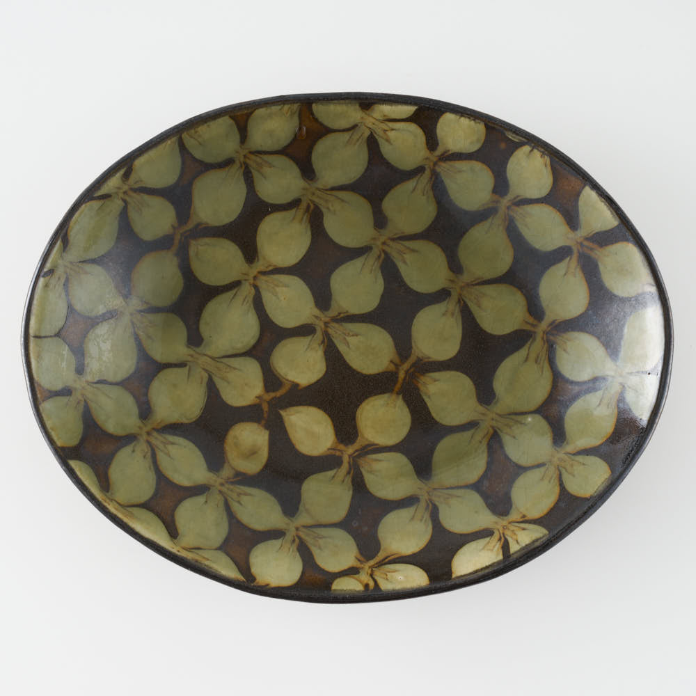 作家 園田空也 スリップウェア カレー皿 緑花 生楽陶苑 陶磁器作家もの