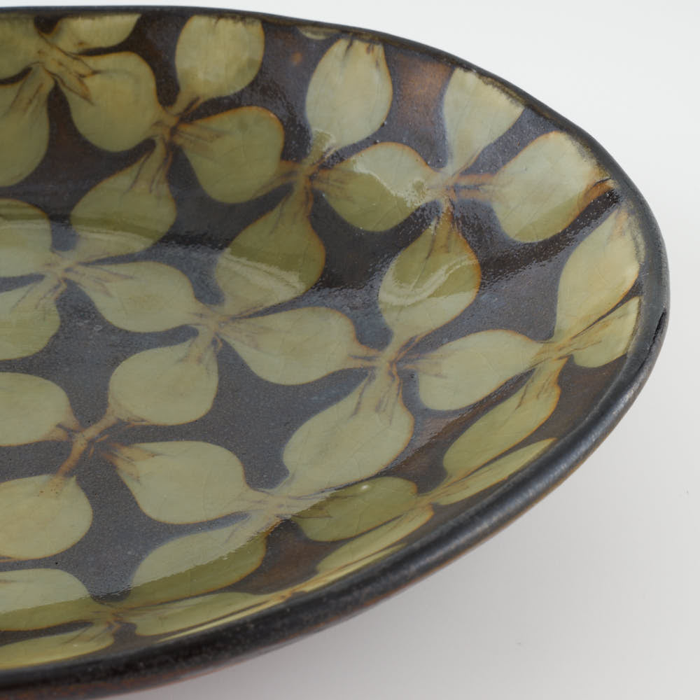 作家 園田空也 スリップウェア カレー皿 緑花 生楽陶苑 陶磁器作家もの