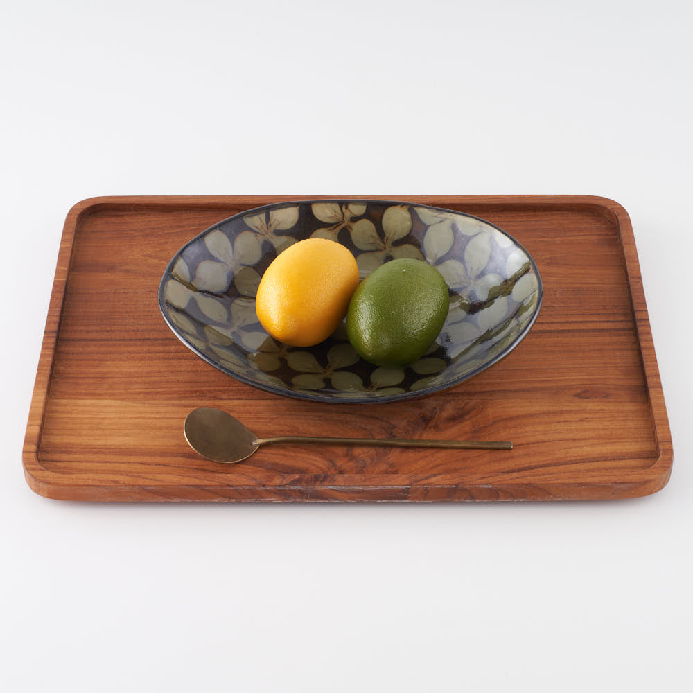 作家 園田空也 スリップウェア カレー皿 緑花 生楽陶苑 陶磁器作家もの