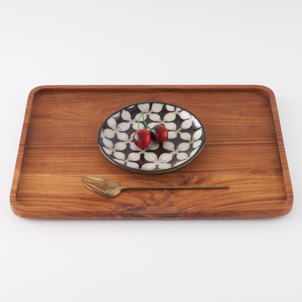 作家 園田空也 スリップウェア 5寸平皿 白花 生楽陶苑 陶磁器作家もの