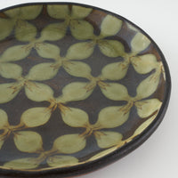 作家 園田空也 スリップウェア 5寸平皿 緑花 生楽陶苑 陶磁器作家もの