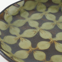 作家 園田空也 スリップウェア 5寸平皿 緑花 生楽陶苑 陶磁器作家もの