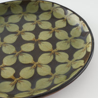 作家 園田空也 スリップウェア 7寸平皿 緑花 生楽陶苑 陶磁器作家もの