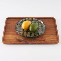 作家 園田空也 スリップウェア 7寸平皿 緑花 生楽陶苑 陶磁器作家もの