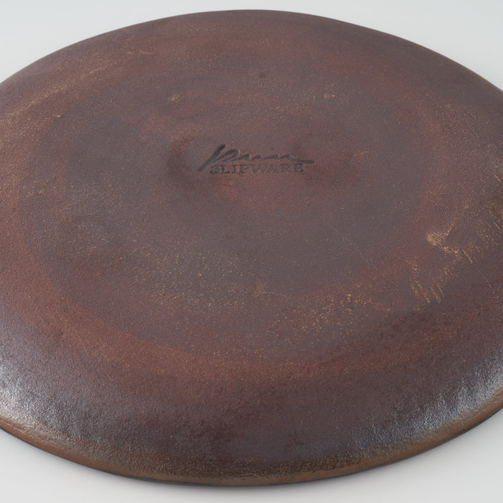 作家 園田空也 スリップウェア 7寸平皿 緑花 生楽陶苑 陶磁器作家もの