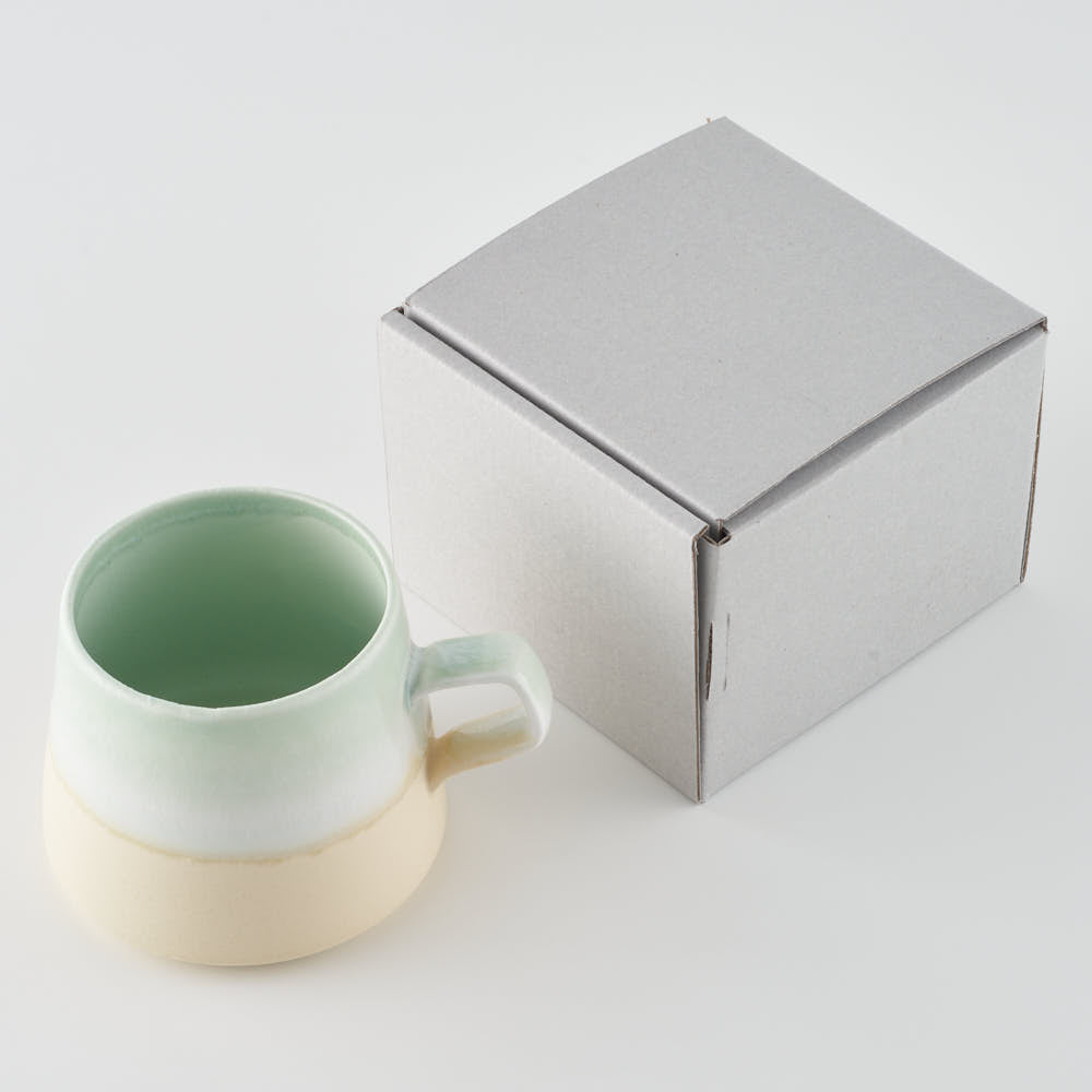 美濃焼 伸光窯 パステルジュレ スクエアマグ グリーン×クリーム 美濃焼 伸光窯 美濃焼