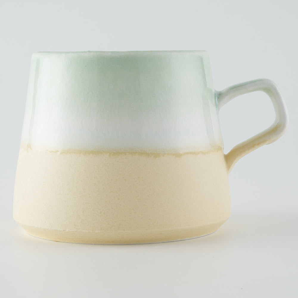 美濃焼 伸光窯 パステルジュレ スクエアマグ グリーン×クリーム 美濃焼 伸光窯 美濃焼