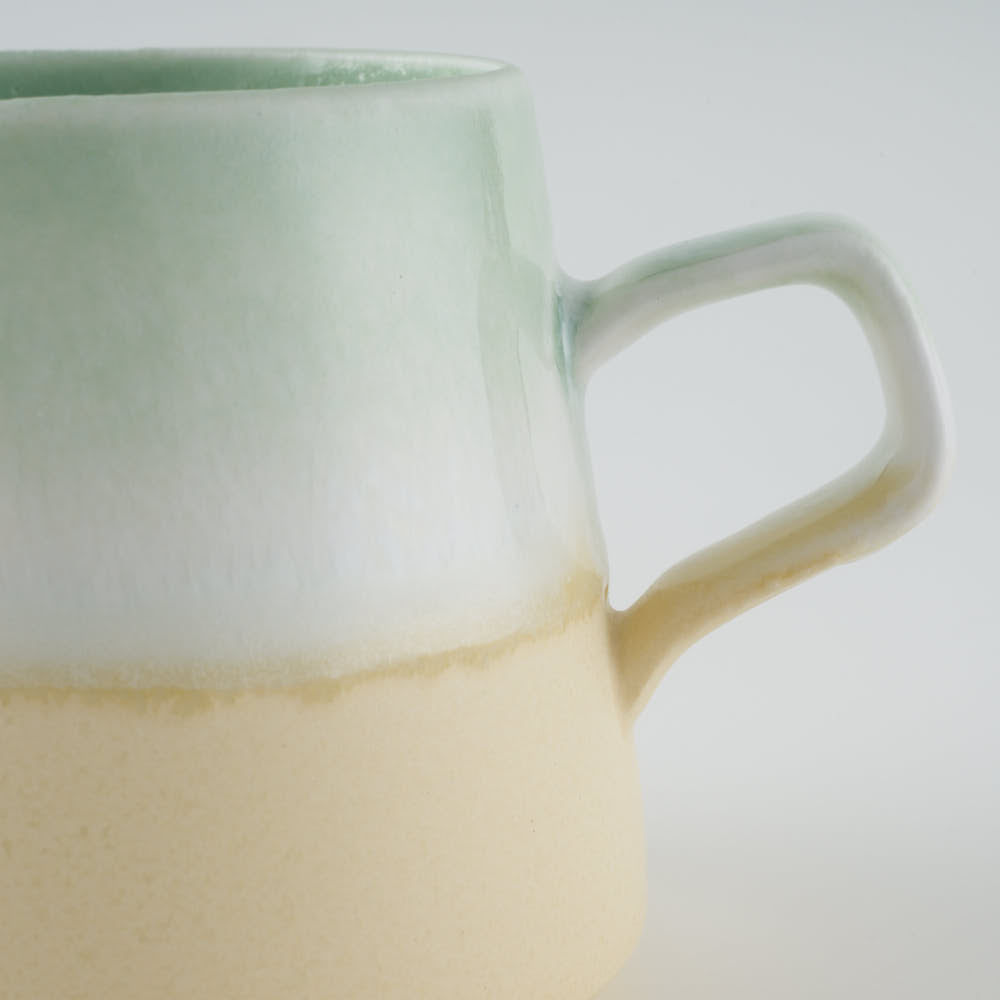 美濃焼 伸光窯 パステルジュレ スクエアマグ グリーン×クリーム 美濃焼 伸光窯 美濃焼