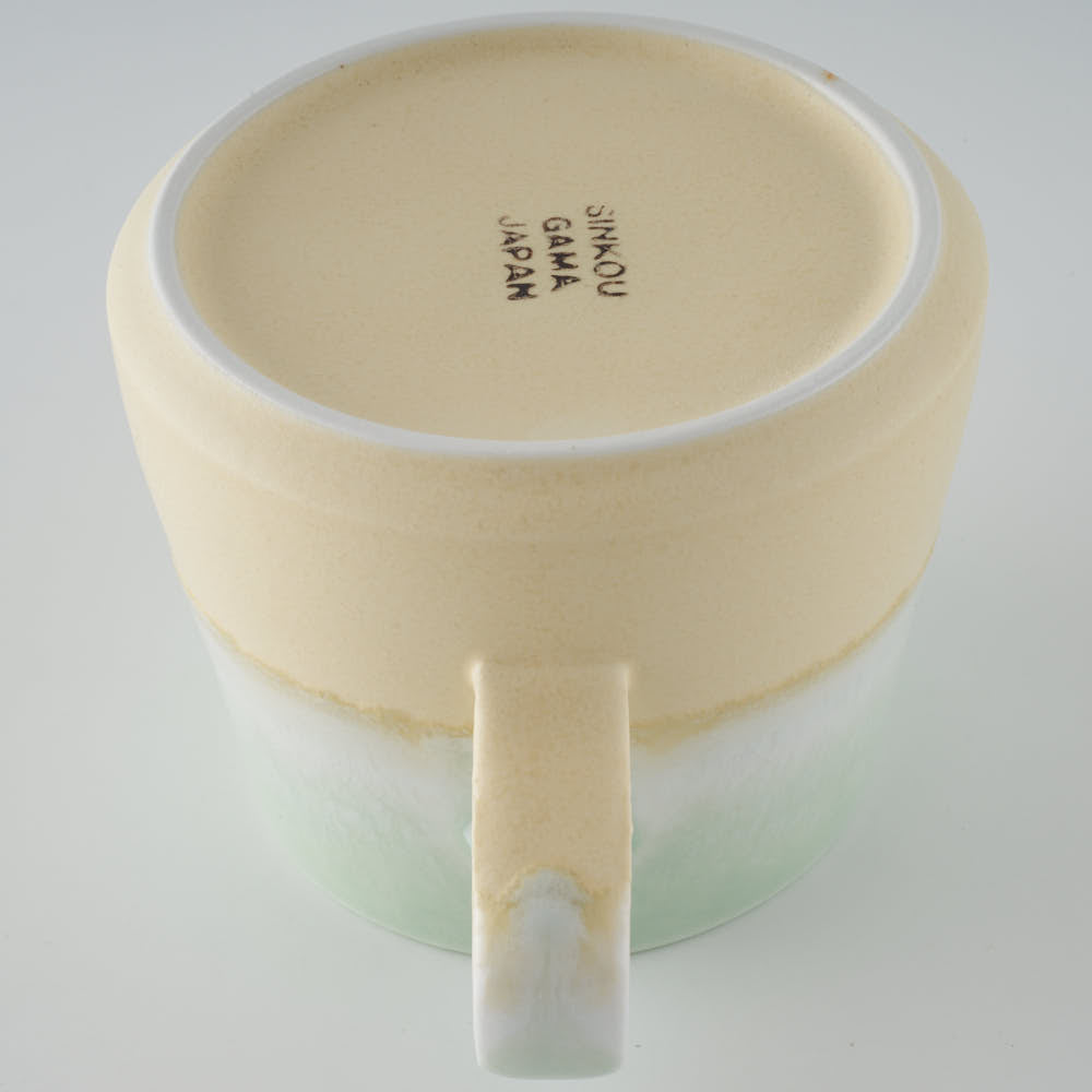 美濃焼 伸光窯 パステルジュレ スクエアマグ グリーン×クリーム 美濃焼 伸光窯 美濃焼