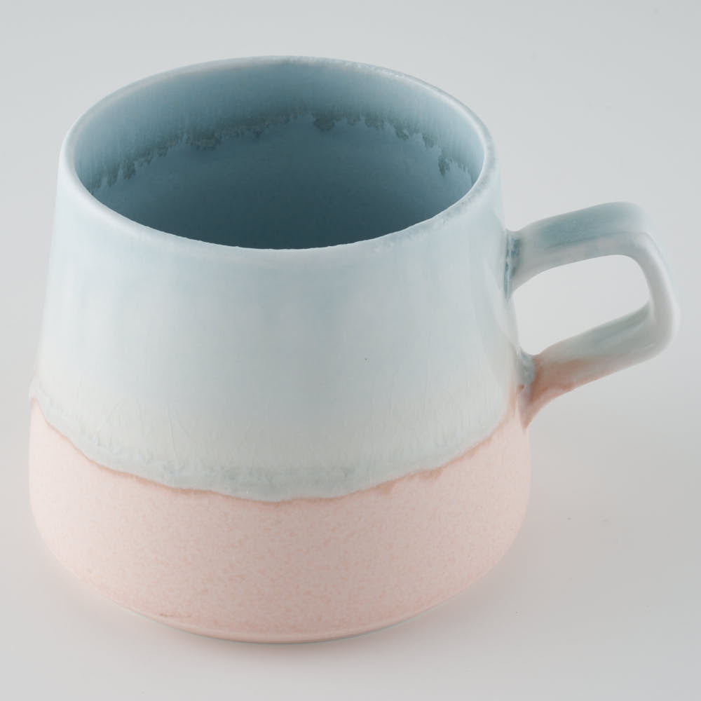 美濃焼 伸光窯 パステルジュレ スクエアマグ ブルー×ピンク 美濃焼 伸光窯 美濃焼