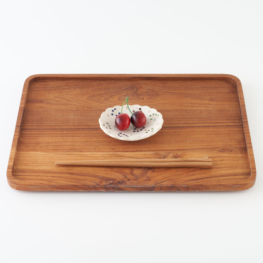 作家 岡洋美 青い実紋花型豆皿 作家 岡洋美 陶磁器作家もの