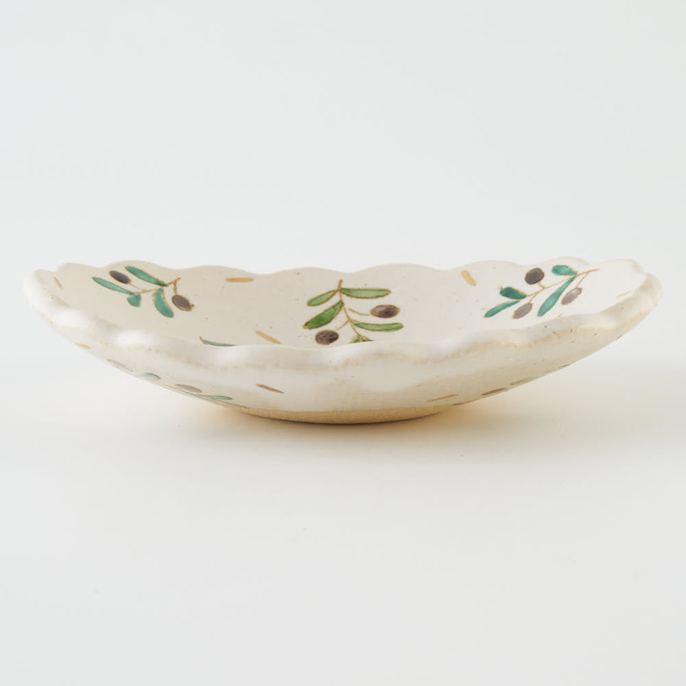 作家 岡洋美 オリーブ紋花型豆皿 作家 岡洋美 陶磁器作家もの